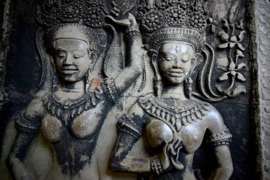 Temple City Angkor Kamboçya Batı yakınındaki Siem Reap şehir içinde Angkor Wat Tapınağı'nda oyma Apsara taş