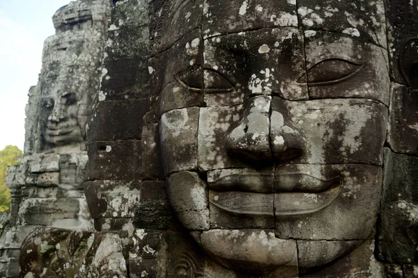 Stone Face Bayon Temple Tempel Ruins Angkor Thom Temple City — Stock Photo, Image