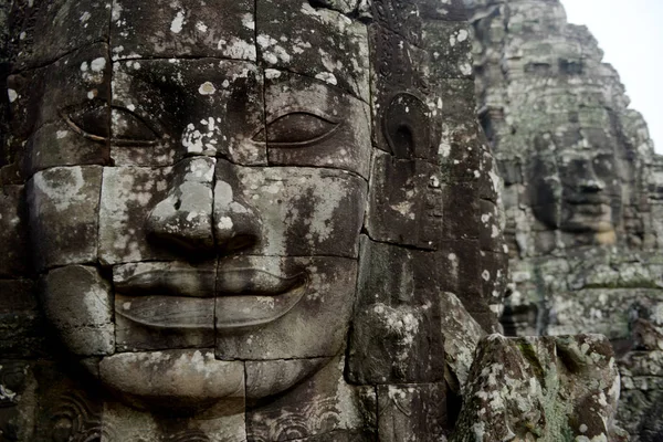 Face Pierre Temple Bayon Les Ruines Temple Angkor Thom Dans — Photo