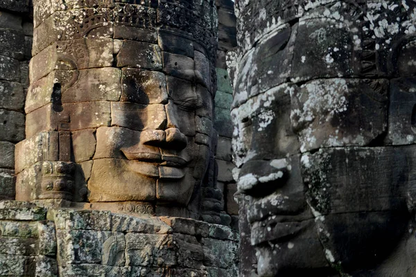 Cara Piedra Templo Bayon Las Ruinas Tempel Angkor Thom Ciudad —  Fotos de Stock