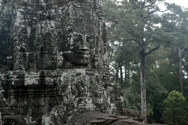 Rosto Pedra Templo Bayon Ruínas Tempel Angkor Thom Cidade Templo — Fotografia de Stock
