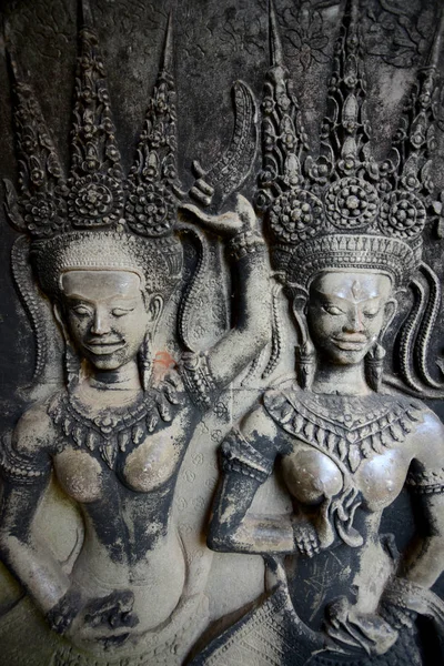 Apsara Kamień Rzeźba Świątyni Angkor Wat Świątyni Miasta Angkor Zachodniej — Zdjęcie stockowe