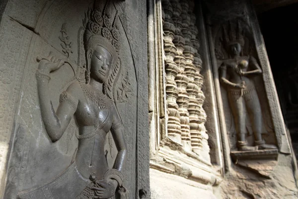 Apsara Escultura Pedra Templo Angkor Wat Cidade Templo Angkor Perto — Fotografia de Stock