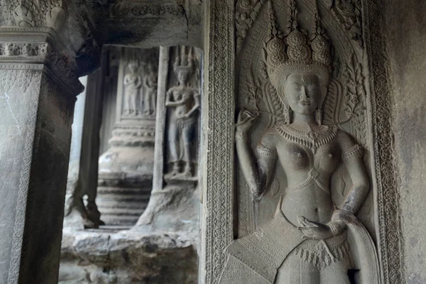 Apsara Stone Carving Angkor Wat Temple Temple City Angkor City — Stock Photo, Image