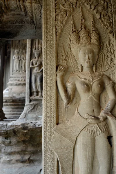 Apsara Stone Carving Angkor Wat Temple Temple City Angkor City — Stock Photo, Image