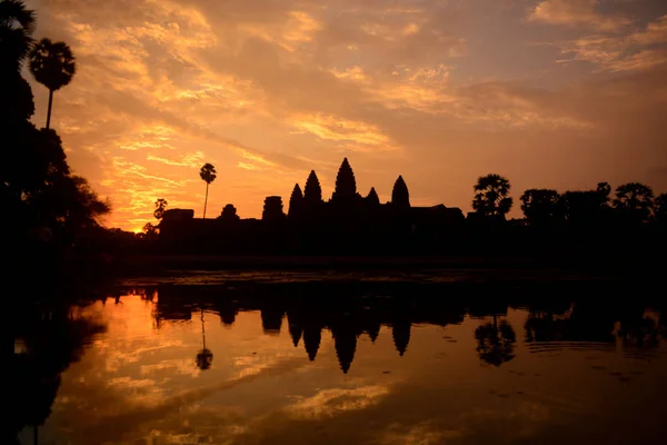 Wschód Słońca Świątyni Angkor Wat Świątyni Miasta Angkor Zachodniej Kambodży — Zdjęcie stockowe