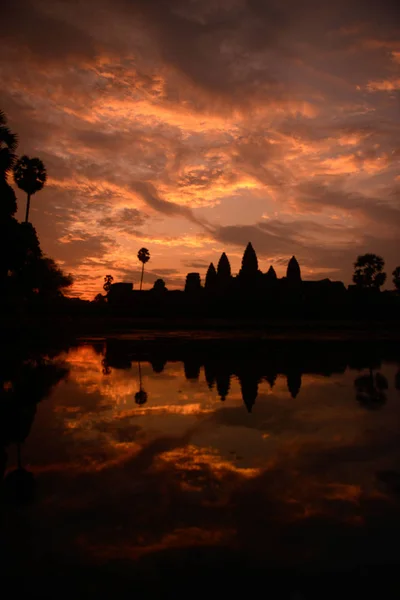 Salida Del Sol Templo Angkor Wat Ciudad Del Templo Angkor — Foto de Stock