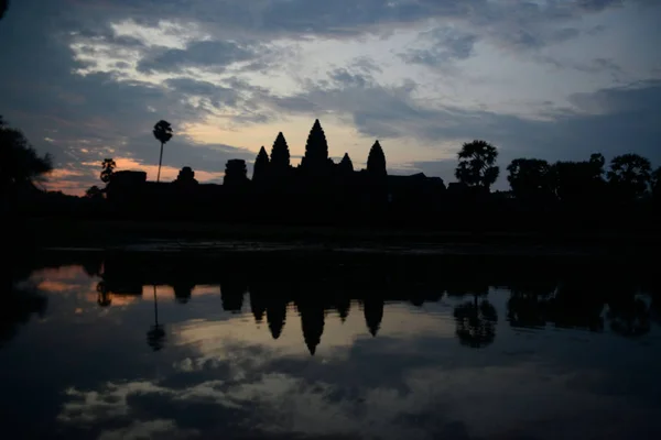 Východ Slunce Chrámu Angkor Wat Chrámu Města Angkor Poblíž Města — Stock fotografie