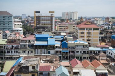 Kamboçya, Phnom Penh, 16 Aralık 2017: şehir manzaralı Psar Thmei Pazar ile yukarıdan görüntülemek