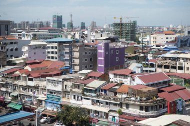 Kamboçya, Phnom Penh, 16 Aralık 2017: şehir manzaralı Psar Thmei Pazar ile yukarıdan görüntülemek