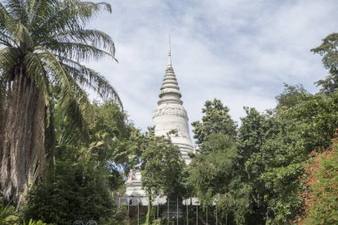 Kamboçya, Phnom Penh, 16 Aralık 2017: Wat Phnom Park tarihi binalarda