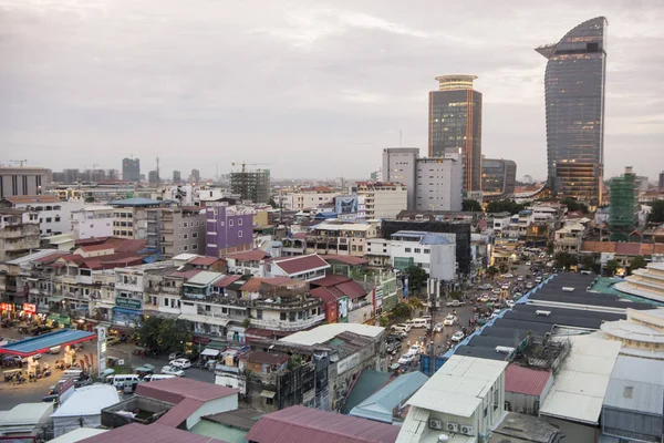 Camboya Phnom Penh Diciembre 2017 Vista Ciudad Con Mercado Psar —  Fotos de Stock