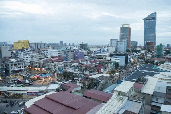 Camboya Phnom Penh Diciembre 2017 Vista Ciudad Con Mercado Psar —  Fotos de Stock