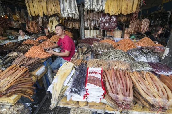 Camboya Phnom Penh Diciembre 2017 Pescado Seco Mercado Central Mercado — Foto de Stock