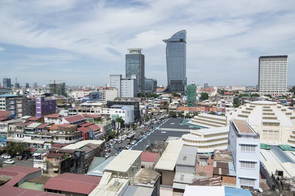 Phnom Penh Camboya Noviembre 2017 Vista Aérea Ciudad Con Mercado —  Fotos de Stock