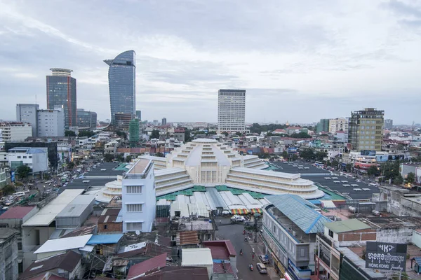 Phnom Penh Camboya Noviembre 2017 Vista Ciudad Con Mercado Central —  Fotos de Stock