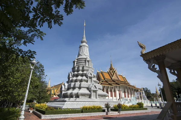 Phnom Penh Kambodža Listopadu 2017 Royal Stúpa Stříbrná Pagoda Královského — Stock fotografie