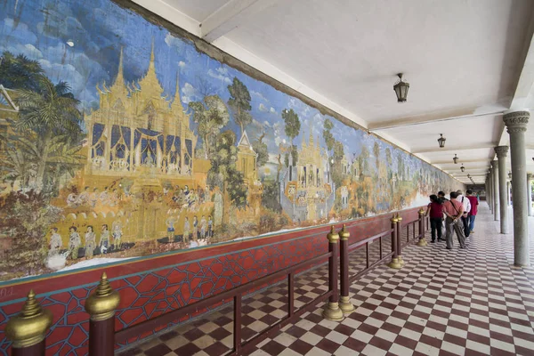 Phnom Penh Kambodzsa 2017 November Rámájana Fali Festmények Ezüst Pagoda — Stock Fotó