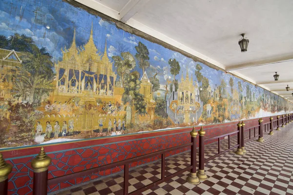 Phnom Penh Kambodzsa 2017 November Rámájana Fali Festmények Ezüst Pagoda — Stock Fotó