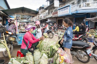 Kamboçya, Kampong Thom - Kasım, 2017: markette Psar Kampong thom Kamboçya Kampong Thom şehir içinde çiçekler