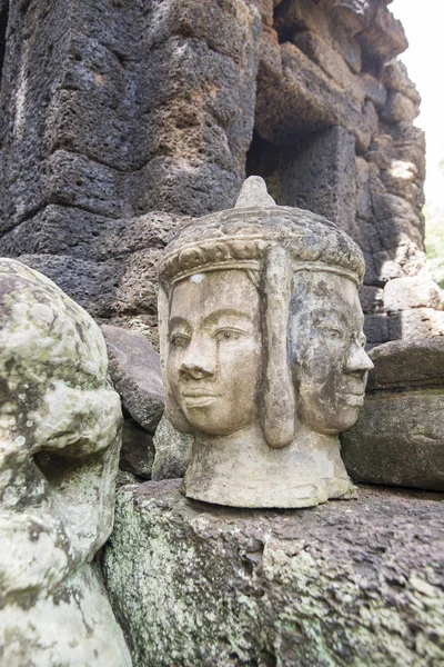 Sten Carving Skulptur Den Kambodjanska Tempel Prasat Kuha Nokor Söder — Stockfoto