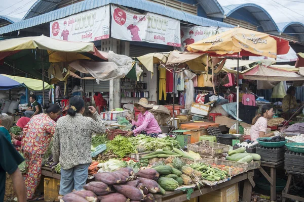 Kambodża Kampong Thom Listopada 2017 Food Market Mieście Miasta Preah — Zdjęcie stockowe