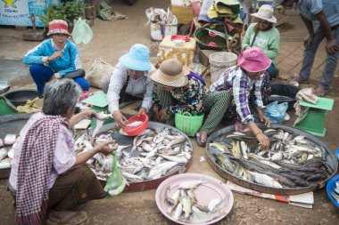 Kamboçya, Kampong Thom - Kasım, 2017: Balık Gıda Market Kamboçya Preah Vihear şehir şehir
