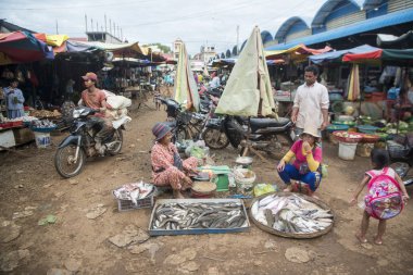 Kamboçya, Kampong Thom - Kasım, 2017: Balık Gıda Market Kamboçya Preah Vihear şehir şehir