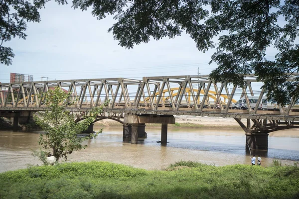 Cambodia Kampong Thom November 2017 Bridge River Steung Sen City — Stock Photo, Image