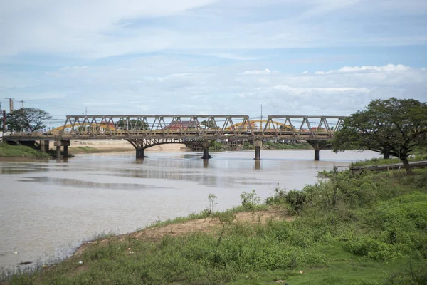 Cambodia Kampong Thom November 2017 Bridge River Steung Sen City — Stock Photo, Image