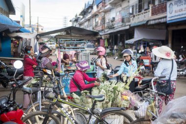 Kamboçya, Kampong Thom - Kasım, 2017: markette Psar Kampong thom Kamboçya Kampong Thom şehir içinde çiçekler