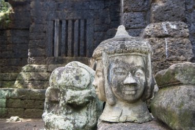 Heykel, Khmer tapınağı, Prasat Kuha Nokor Kamboçya Kampong Thom şehir güneyinde oyma taş