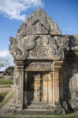 Kamboçya, Sra Em - 12 Kasım 2017: Srayong şehrin doğusunda Koh Ker harap Khmer tapınaklar ayrıntılarını