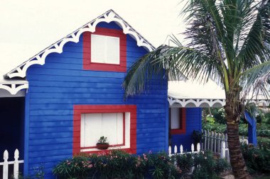 Mexico, Isla Mujeres - January, 2009: A house in the village on Isla Mujeres near the city of Cancun on Yucatan in the Province Quintana Roo in Mexico in Central America. clipart