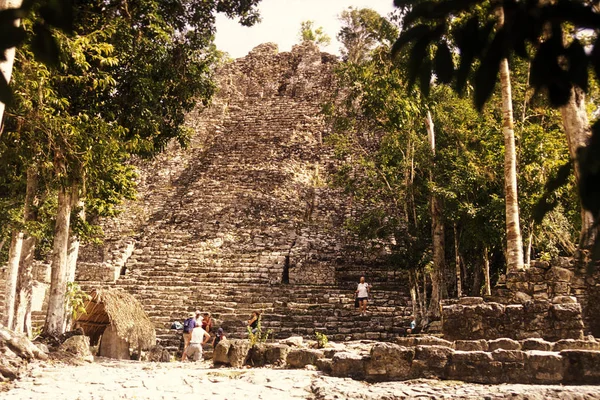 Mexiko Coba Leden 2009 Maya Ruiny Nohoch Mul Pyramide Coba — Stock fotografie