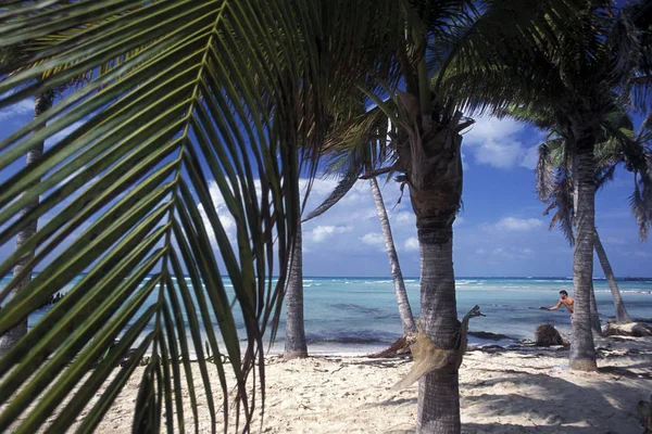 Messico Cancun Gennaio 2009 Una Spiaggia Vicino Cancun Nello Yucatan — Foto Stock