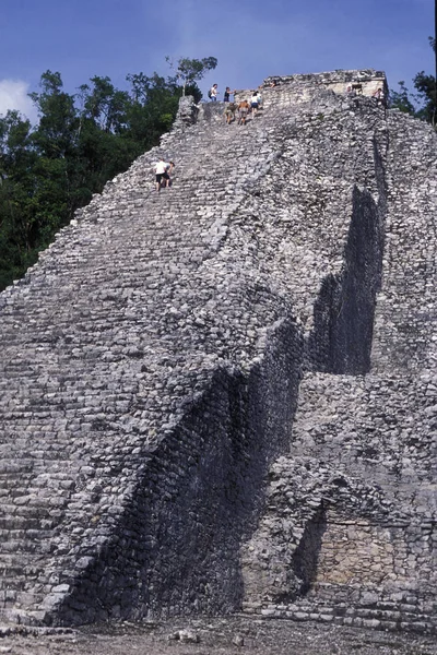 México Coba Janeiro 2009 Maya Ruins Nohoch Mul Pyramide Coba — Fotografia de Stock