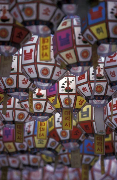 Традиционные Фонари Храме Джогесы Городе Сеул Южной Корее Восточной Азии — стоковое фото