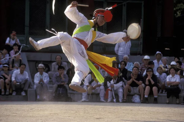 Espectáculo Tradicional Danza Coreana Ciudad Seúl Corea Del Sur Eastaasia —  Fotos de Stock