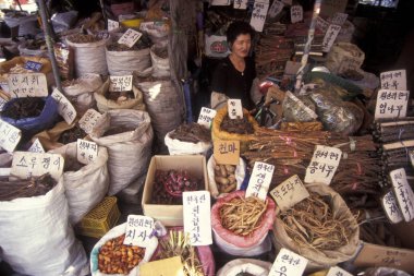 özel ahşap ve Eastaasia Güney Kore'de Seoul şehir bir pazarda, tıp. Southkorea, Seoul, Mayıs 2006