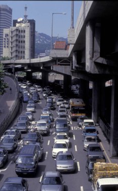 bir Otoban yol Eastaasia Güney Kore'de Seul şehir merkezinde. Southkorea, Seoul, Mayıs 2006