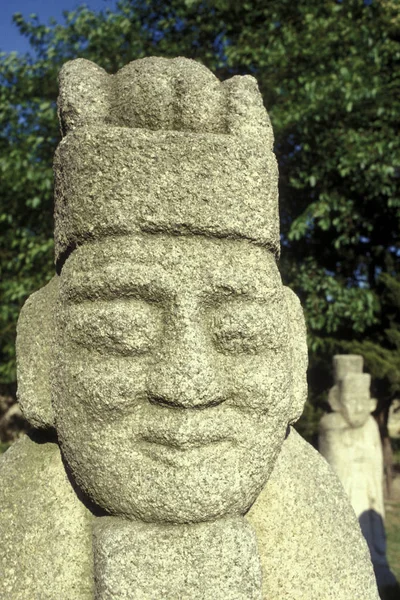 Stenskulpturer Och Staty Kungliga Gravar Seolleung Park Centrum Seoul Sydkorea — Stockfoto