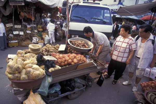 Una Tienda Verduras Mercado Ciudad Seúl Corea Del Sur Eastaasia — Foto de Stock