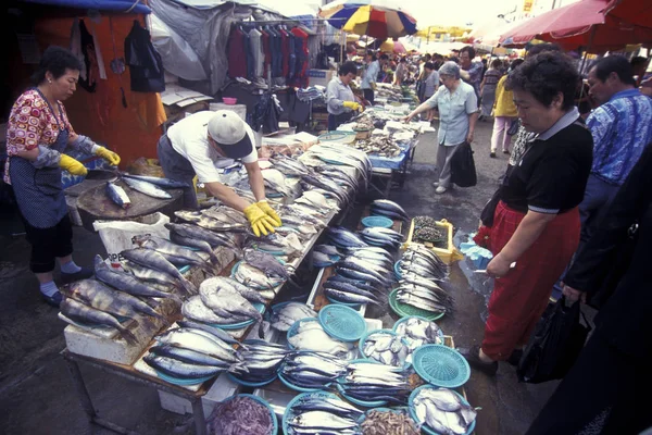 Pescado Fresco Mercado Pescado Mercado Alimentos Ciudad Seúl Corea Del —  Fotos de Stock