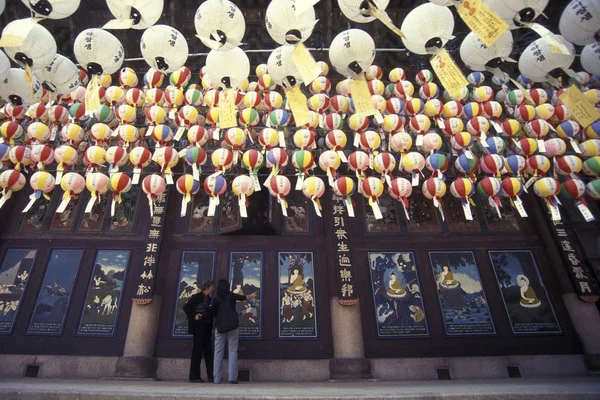 Lanternas Tradicionais Templo Jogyesa Cidade Seul Coreia Sul Eastaasia Southkorea — Fotografia de Stock