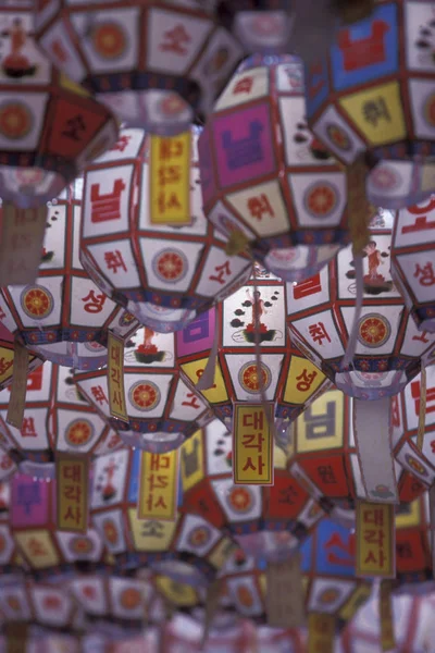 Lanternas Tradicionais Templo Jogyesa Cidade Seul Coreia Sul Eastaasia Southkorea — Fotografia de Stock