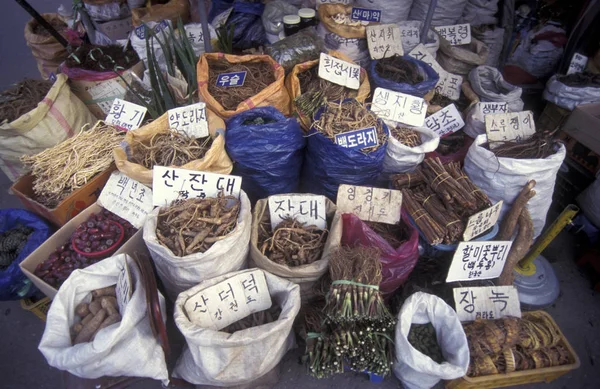 special wood and medicine at a  market in the city of Seoul in South Korea in EastAasia.  Southkorea, Seoul, May, 2006