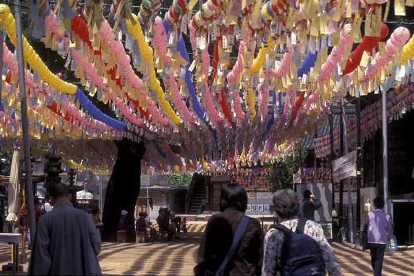 Παραδοσιακά Φανάρια Στο Jogyesa Ναό Στην Πόλη Της Σεούλ Στην — Φωτογραφία Αρχείου