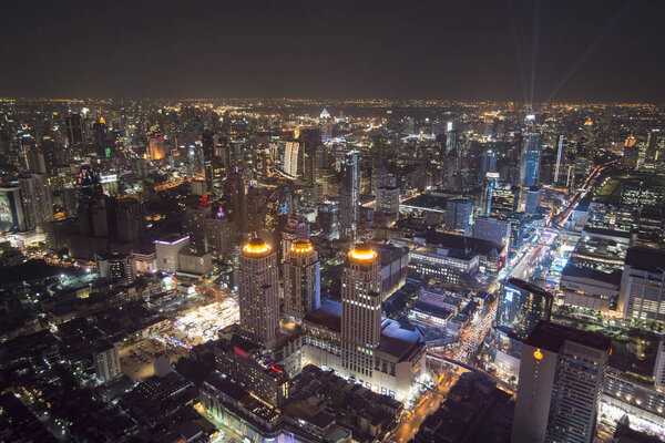 View at night from the Baiyoke sky Hotel in the city of Bangkok in Thailand in Southeastasia. Thailand, Bangkok, November, 2018