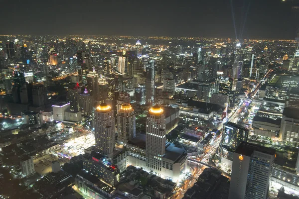Blick Der Nacht Vom Baiyoke Sky Hotel Der Stadt Bangkok — Stockfoto